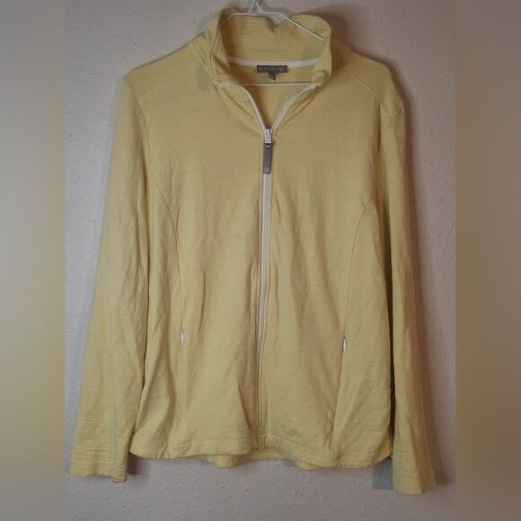 T by Talbots UPF 50+ yellow zip up jacket size large - Picture 1 of 6